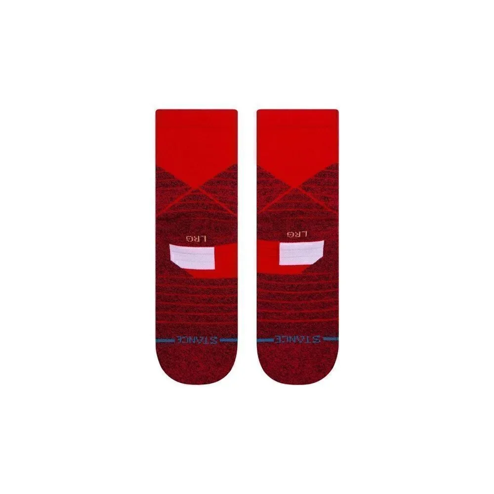 Stance Icon Sport QTR Training Gym Running Socks Feel 360 Infiknit Red Gray M